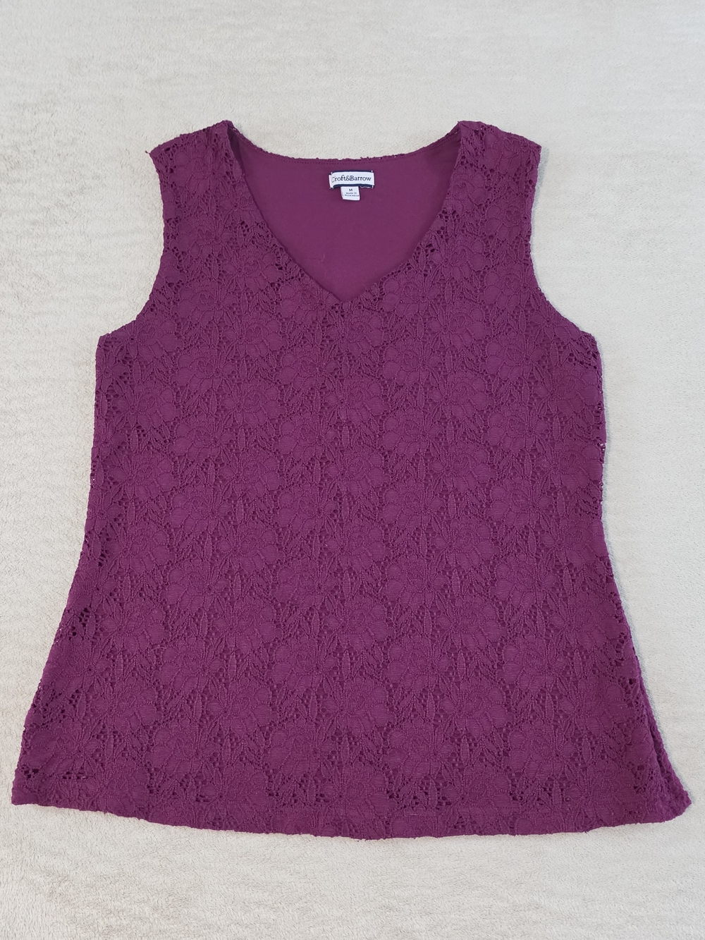 croft & barrow Plum Lace V-Neck Sleeveless Tank